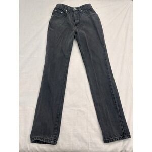 VTG Ellemenno Sz 3 Denim Skinny Jeans Black Pants Front Pkts Mid Rise 25" Waist